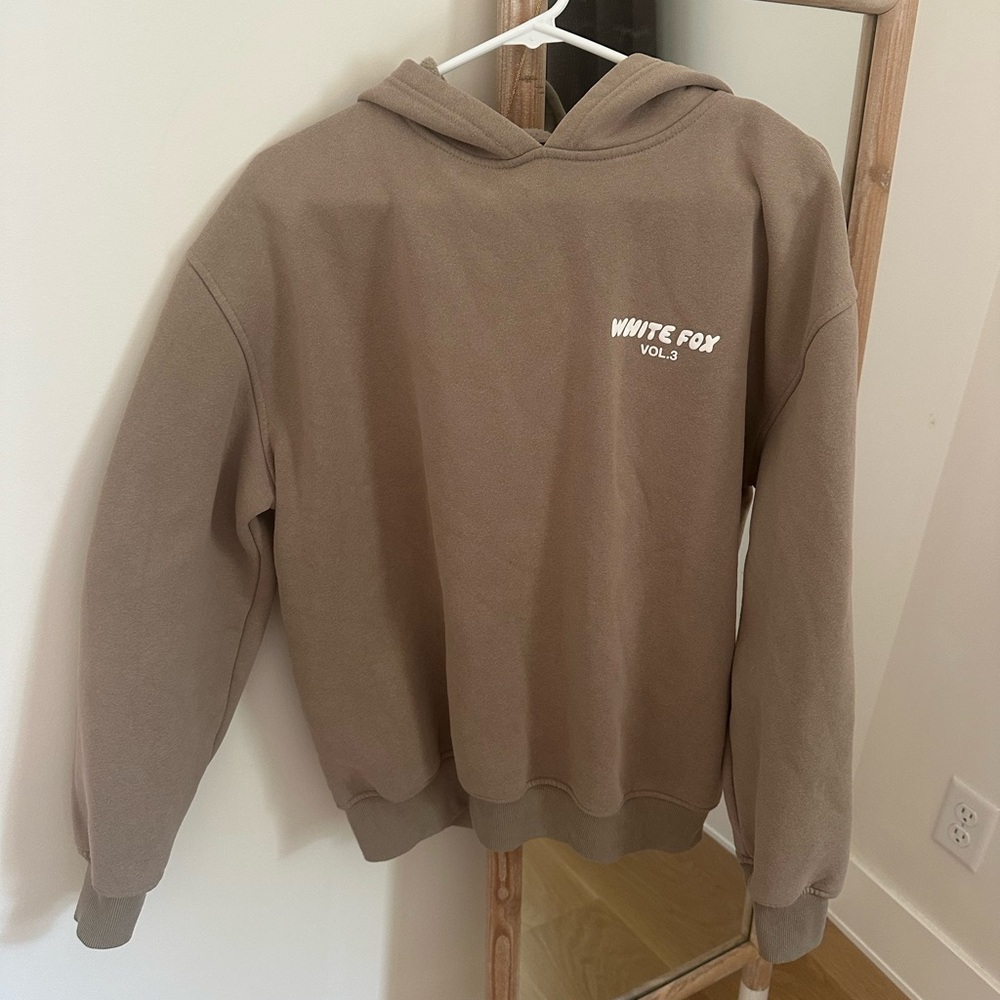 White Fox Tan Hoodie Sweatshirt - Picture 2 of 5